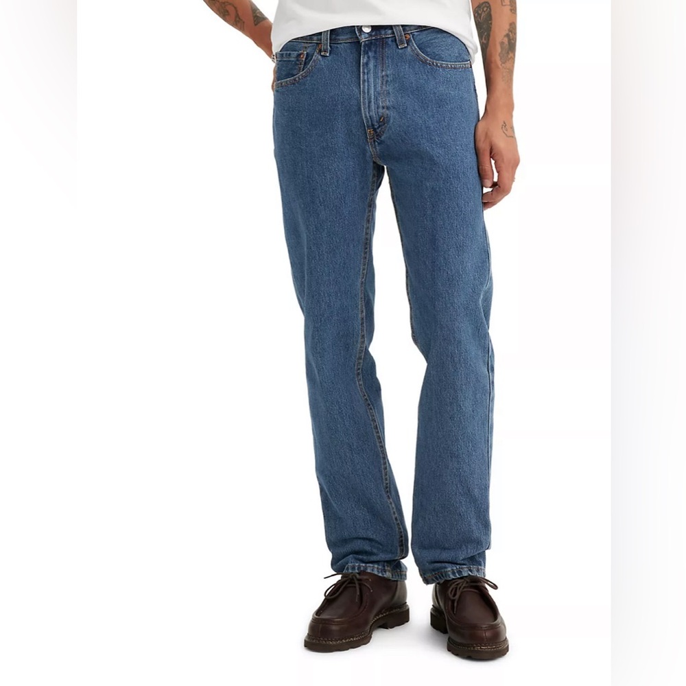 NWT Levi's Men's 505 Regular Straight Stretch Medium Wash Blue Jeans 36 x 30